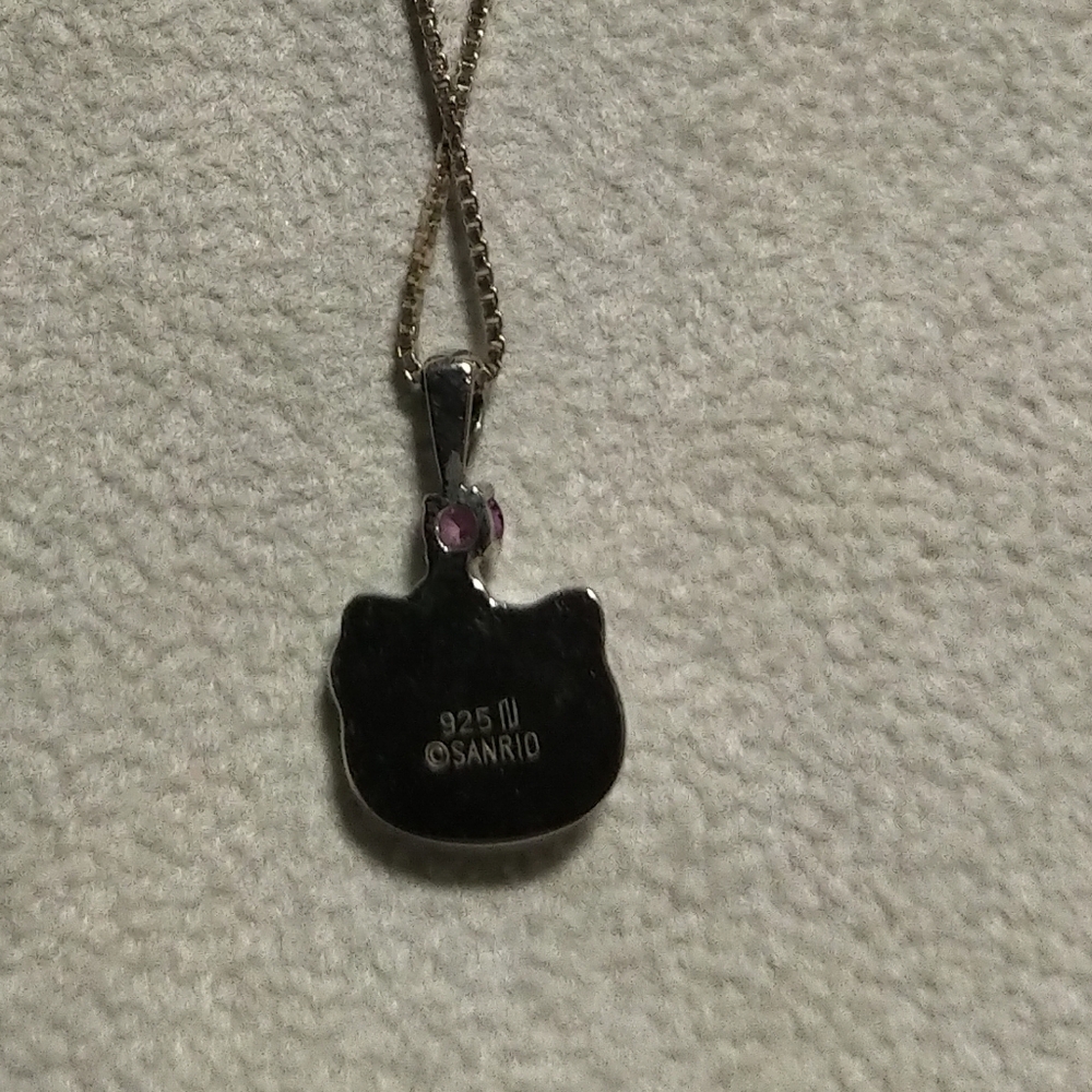 Hello Kitty Sterling Silver Necklace with Pink Gemstone - Picture 4 of 4